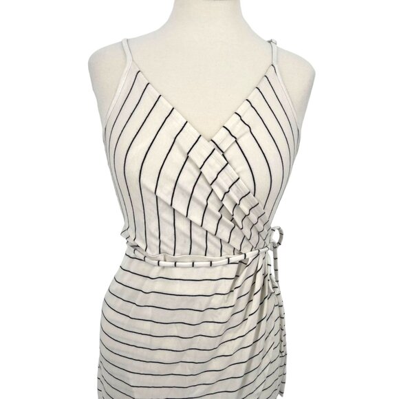 41 Hawthorn Striped Wrap Dress Ivory Black Size Small Petite NWT - Picture 3 of 9